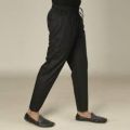 Cotton Narrow Fit Stitch Pajama Pants For Men- Black. 