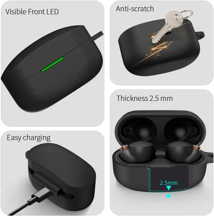 Silicone%20Case%20Cover%20For%20Sony%20WF-1000XM4%20TWS%20Earbuds%20(Black)%20-%20Image%202