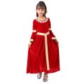 Child Girl Noble Medieval Renaissance Princess Costume Cosplay Red Velvet Kids Fancy Dress Halloween Carnival Party Fantasy.