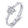 Korean version ring, women's niche design, ins, adjustable opening, flower ring, fashionable, simple, women's index finger silver ring. 