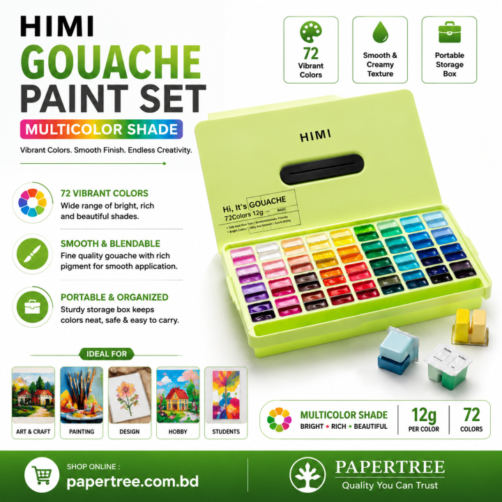 HIMI Twin Cup Jelly Gouache Paint Set 12g 72 Colors