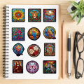 50pcs Aesthetic Cartoon Painted Glass Graffiti Stickers For Guitar Phone Sticker Vintage Craft Supplies Scrapbooking Material. 