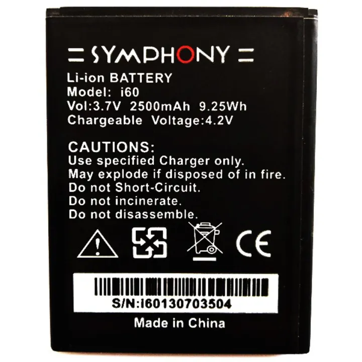 Symphony i60 Mobile Battery 2500 mAh