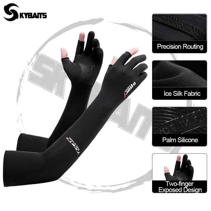 SKYBAITS%201Pair%20Ice%20Cloth%20Silk%20Arm%20Sleeve%20UV%20Protection%20Outdoor%20Sports%20Running%20Fishing%20Men%20Women%20Fingerless%20Sunshade%20Sleeves%20-%20Image%203
