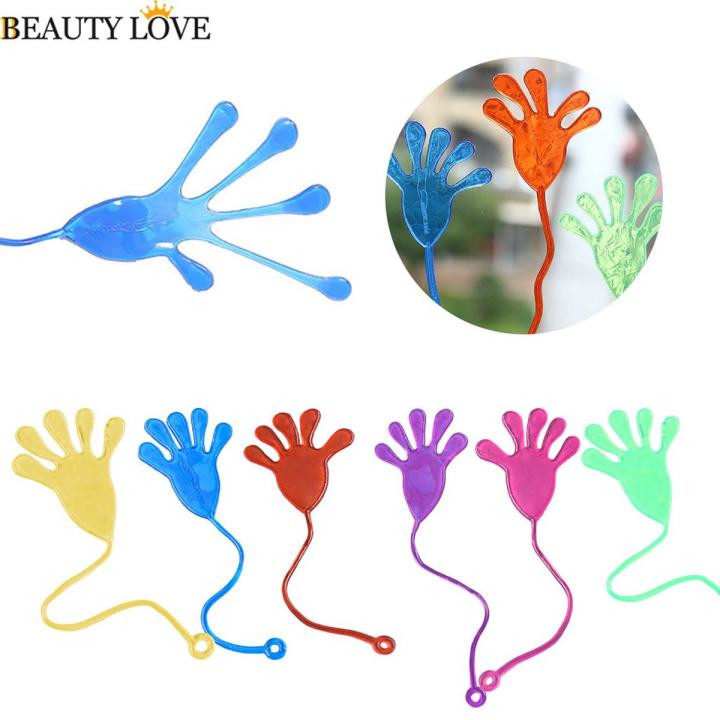 1 Piece Random Color Novelty Funny Sticky Hands / Elastic Retractable Mini Sticky Palm Toy / Party Tricky Favors