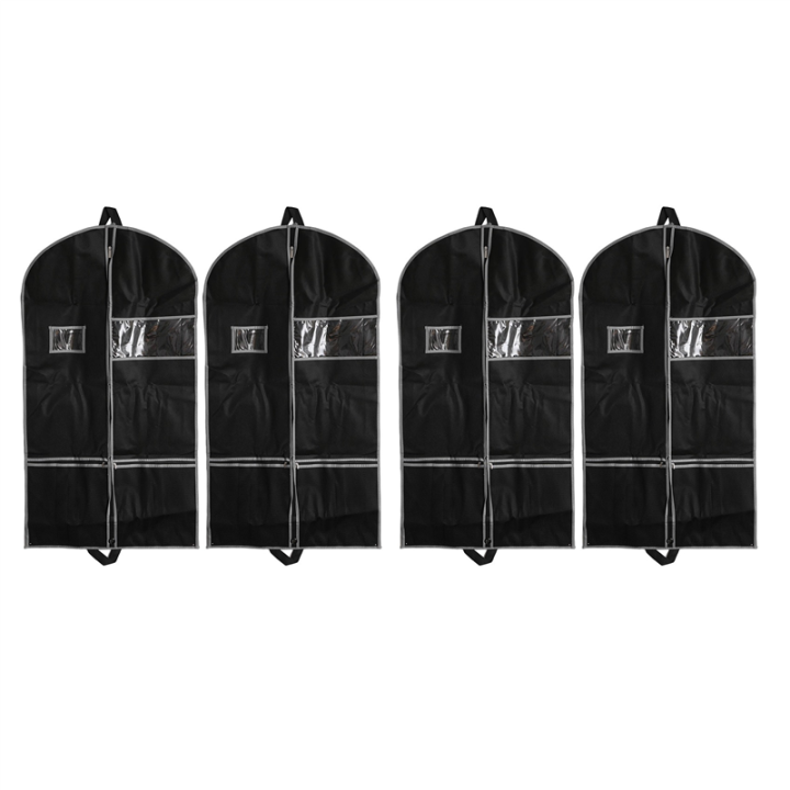 4 Pack 43 Inch for Storage Travel Nonwoven Fabric Dress Bag Suit Bag with 2 Mesh Pockets