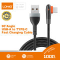 LDNIO Fast Charging Cable, USB Cable with 90° Port, 2.4A USB-A toType-C Mobile Phone Charging Cable -1M.