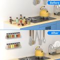 Wall Mounted Spice Rack Organizer,Clear Acrylic Spice Shelf Storage Holder for Wall Kitchen Pantry Cabinet Door 4 Pack.