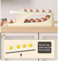 Automatic Rolling-Down Double-Layer Egg Dispenser, Space-Saving Egg Holder Dispenser for Refrigerator, Egg Container for Kitchen Egg Organizer Fridge Holds 15 Eggs (1-Pack).