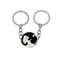 2Pcs Puzzle Cat Keychain Couple Lover Animal Matching Keyring Pendants Valentine's Day Gift Stainless Steel Love Heart Key Chain.
