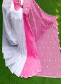 Multicolor  print 12 Hand Half Silk Saree For Women - Sari - Sari. 