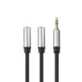 3.5mm Y Splitter Three Section Audio Cable 3.5mm Female to Dual 3.5mm Male Headphone Splitter Audio Expansion Cable 0.3m Black.