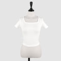 6 Color Selection ~ Square Collar Skinny Slimming Short Short Sleeve T T-shirt Women's Top Show Waist Korean Style Pure Desire Style Slim Fit Slimming. 