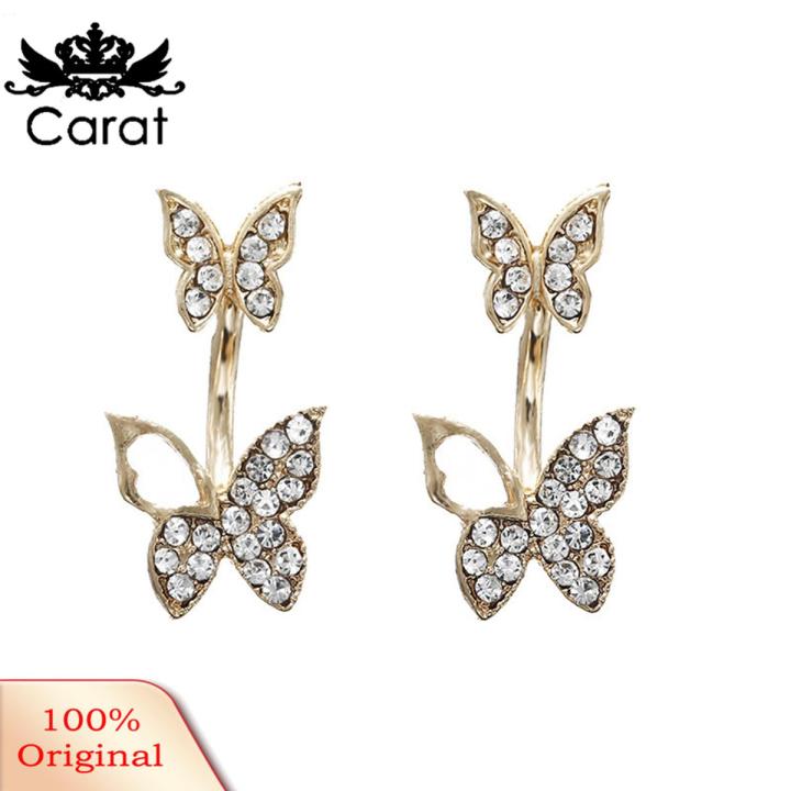 Women Full Rhinestone Butterfly Dangle Ear Jket Piercing Earrings Jewelry Gift