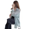 Pearl Sun Protection Clothing Shirt Women's Design Sense Niche Summer Super Fairy See-through Chiffon Top Loose and Lazy Style. 