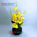 Artificial Purple Orchid Flower & plant (32cm) in Bamboo pot for Decoration - Home Decoration Item - Home Decoration Item.