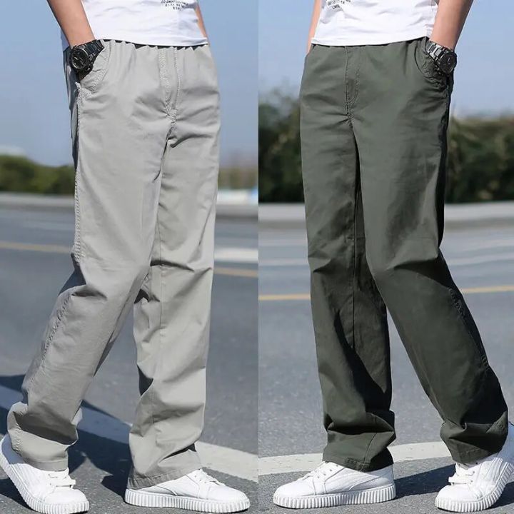 Men's Clothes Spring Summer Cargo Pants Cotton New Overalls Large Size Relaxed Fit Jogger Gym Korean Work Wear Baggy Trousers