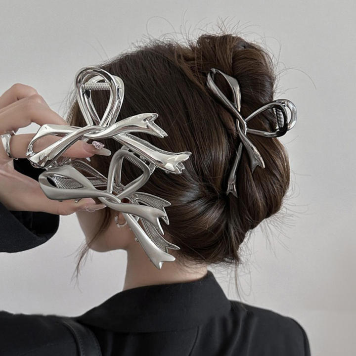 Metal%20Bow%20Hair%20Claw%20Bow%20Knot%20Personalised%20Advanced%20Bow%20Knot%20Shark%20Clip%20Vintage%20Ribbon%20Shape%20Claw%20Clip%20for%20Hair%20Styling%20Women's%20Fashion%20Hair%20Management%20Style%20Tool%20Accessorizing%20-%20Image%206
