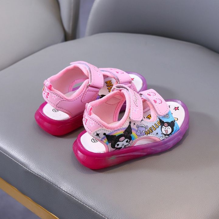 Kuromi%20Baby%20Girls'%20Sandals%20Summer%20Children's%20Cartoon%20Princess%20Shoes%20Little%20Girl's%20Led%20Lighted%20Shoes%20Korean%20Style%20Cute%20Sandals%20-%20Image%204
