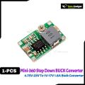 Mini-360 DC-DC Step-Down Buck Converter Module | Adjustable Voltage Regulator (4.75V-23V to 1V-17V) | 1.8A Ultra-Small Power Supply for Arduino.