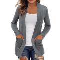 Thin Cardigan Women Sweater Polyester Warm Open Front Casual Knitted Autumn Clothes Women Cardigan for Dating Black xxxl.
