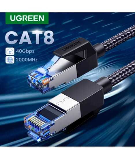 UGREEN NW153 Cat8 Ethernet Cable 3M 40Gbps 2000Mhz High Speed Pure Copper Braided Ethernet Cable