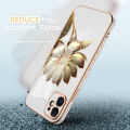 UCUC for OPPO Reno Z Back Cover + Free Lanyard Golden Lotus Luxury 6D Plating Case Side Pattern Soft Silicone Square Phone Cases.