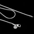 Women's Simple Design 925 Sterling Silver 2mm Snake Chain Lobster Clasp Necklace.