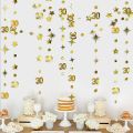Gold 30th Happy Birthday Party Paper Banners Decorations Number 30 Year Old Circle Dots Twinkle Star Garlands Hanging Backdrops. 