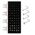 60PC Set Fashion Crystal Nose Ring Surgical Steel Nose Studs Piercing For Women Gift With Box Nariz Piercing Body Jewelry.