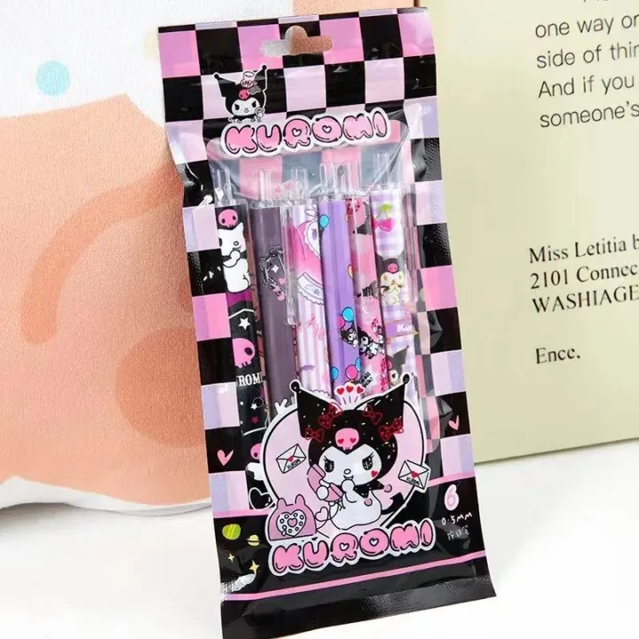 6Pcs/Set%20Sanrio%20Kuromi%200.5mm%20Gel%20Pens%20Set%20Cute%20Kawaii%20press%20gel%20pen%20Cartoon%20School%20Hello%20Kitty%20Student%20Stationery%20Supplies%20Gift%20-%20Image%205