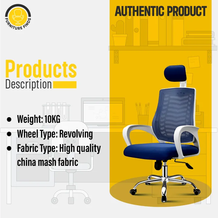 FF-EC-07ss%20(%20white&blue)%20Smart%20Office%20Manager%20chair%20with%20Headrest%20(V-Mesh)%20-%20Image%204