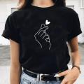 Cotton 100% Than Heart T-shirt Harajuku Style Fashion Than Heart Love Simple Fashion Large Size Loose T-shirt Women Ins Tops Tee. 