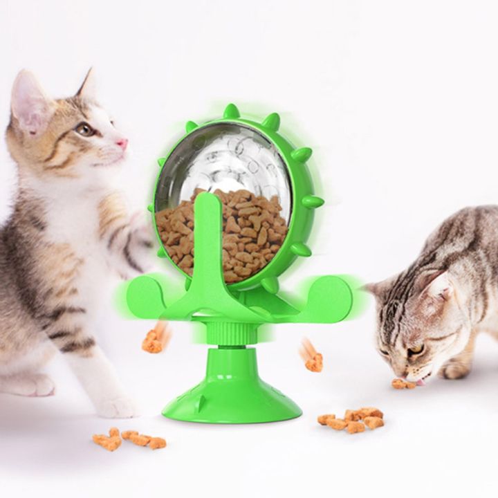 【NORMA Funny Pet Cat Turntable Toy 360 Rotating Windmill Interactive Training Teasing Puzzle Exercise Play Game Feeding Leakage Device