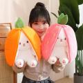 Carrot Strawberry Transformed Into Rabbit Fruit Stuffed Plush Toys Bunny Doll.