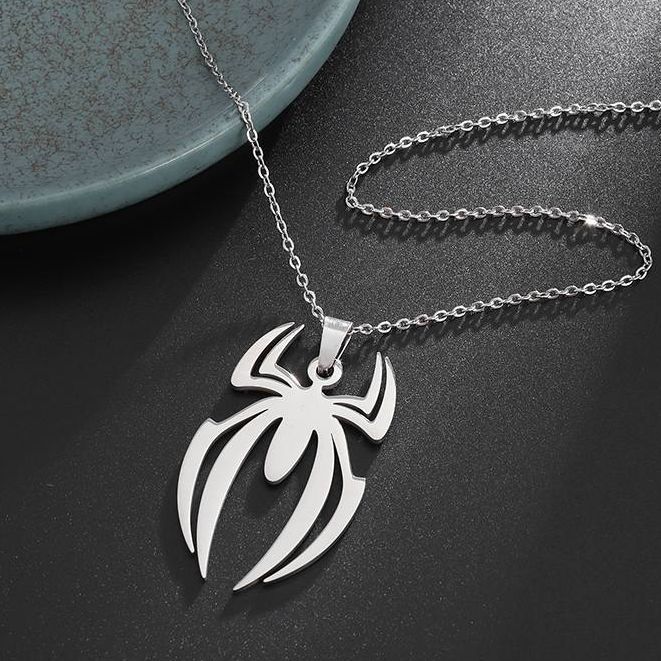 New Spider Pendants Silver Tone Spiderman Mens Necklace