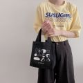 Cute Lunch Bag Canvas Lunch Box Picnic Tote Cotton Cloth Small Handbag Pouch Dinner Container Food Storage Bags For Ladies.