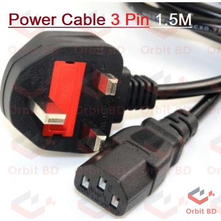 Power Cable 3 Pin 1.5M For Desktop, Laptop, Monitor, Printer