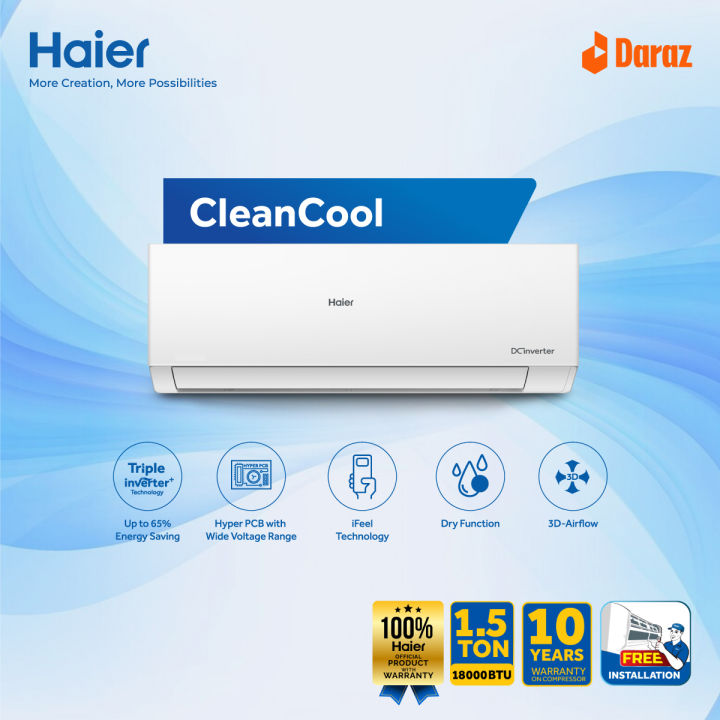 Haier 1.5 Ton CleanCool Inverter AC (HSU-18CleanCool:(INV)(3DF)(QA))