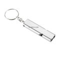 Dual Tube 120dB Metal Whistle Keyring Double Tube Whistle Keychain Key Ring Key Holder (Silver).