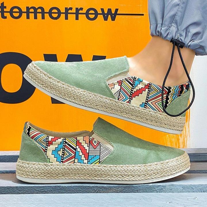 Men's Summer Linen Breathable Casual Flats Shoes Mens Espadrilles Loafers Fashion Boy Canvas Shoes Fisherman Driving Footwear
