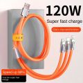 3-in-1 Fast Charging cable Mobile Phone metal Charger USB Data Type-c, micro and iphone Metal Data Cable1.20 Meter 6A 120W Zinc Alloy With LED Indicato.