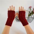 New Fashion Women Ladies Fingerless Gloves Winter Warm Knitted Stretch Thumbhole Arm Warmers Mittens Black Red Gray. 