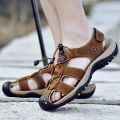 2023 Leather Men Shoes Summer New Large Size Men's Sandals Men Sandals Fashion Sandals Slippers Big Size 38-47 BunnyGarden.
