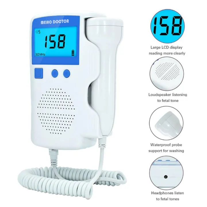 Upgraded 3.0MHz Doppler Fetal Heart rate Monitor Home Pregnancy Baby ...