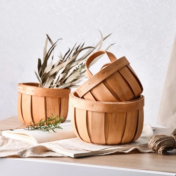 QUTDI Retro Durable Hand Woven Wooden For Kitchen Gardens Vegetable Flower Pot Letter Basket Flower Nasket Storage Basket Wall Basket