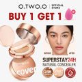 2024 O.TWO.O Air Cushion Cream Face Powder 24h 2 In 1 Long-Lasting Oil-control Matte Soft Focus Concealer Makeup Pressed Powder Cream JokeTJokeJ. 