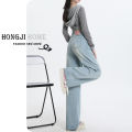High Waist Light Color Wide Leg Pants Jeans Women's Summer 2024 New Loose Slim Straight Drap Pants.