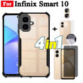 4 in 1 Infinix Smart 10 Shockproof Phone Case For Infinix X6725 Smart10 Anti Spy Privacy Full Coverage Tempered Glass Screen Protector and Lens Film and Back Film.