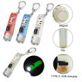 Mini Keychain LED Flashlight Multi-function Camping Flash Torch TYPE-C Fast Charging IP66 Waterproof Fluorescent Magnetic Warnin. 